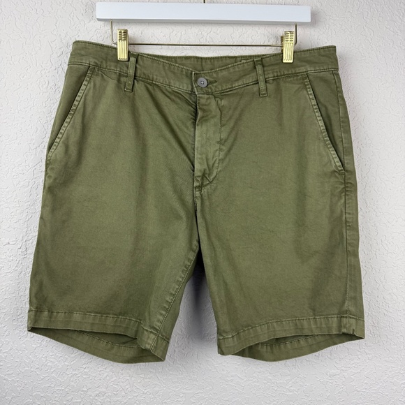 AG Adriano Goldschmied Mens Wanderer Olive Green Slim Trouser Shorts 33R - Picture 2 of 14